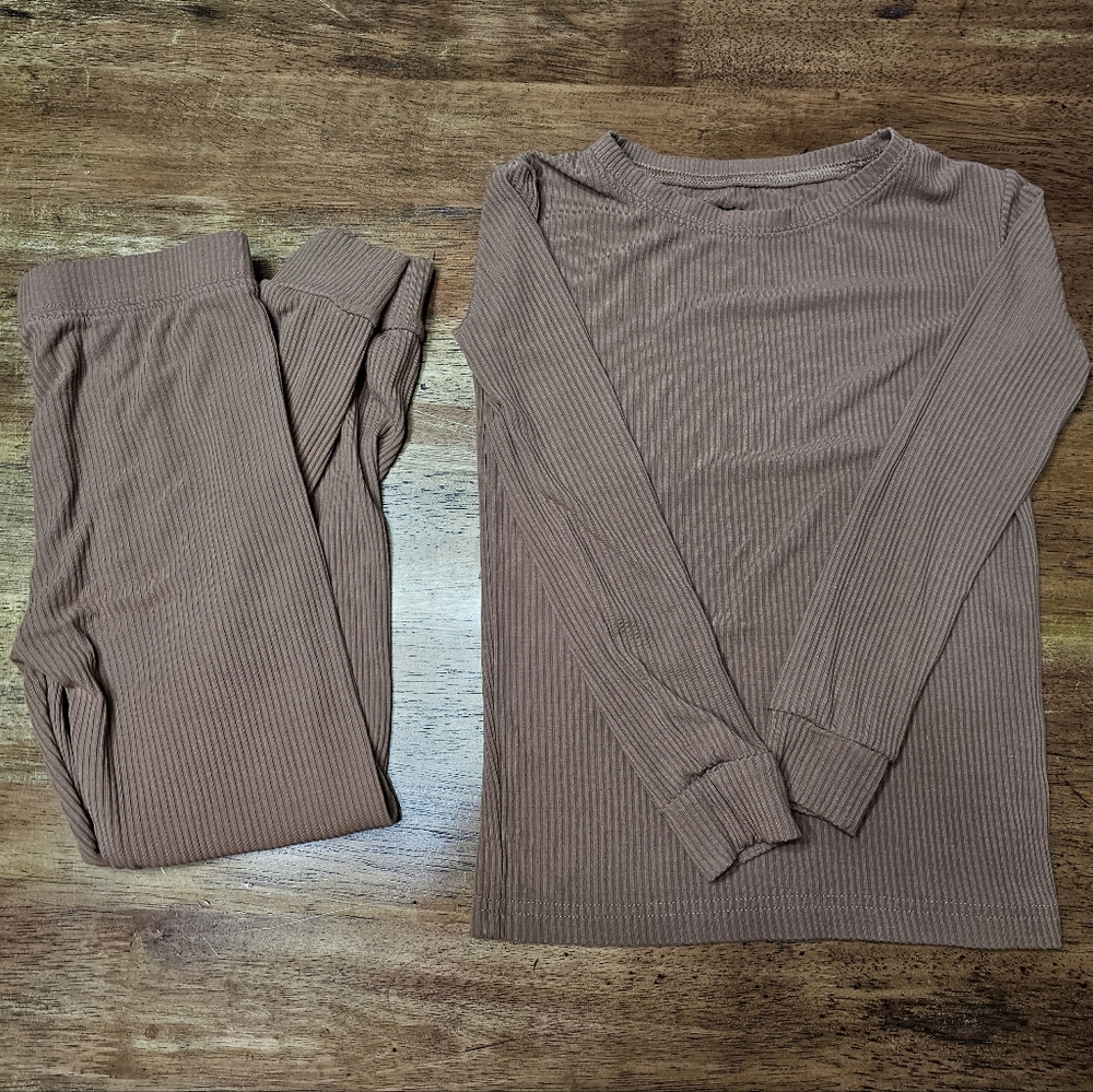 Little Sleepies Ribbed Caramel Pajamas